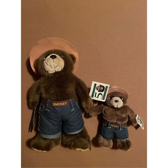 Vintage SMOKEY THE BEAR Stuff Plush x2 - Picture 1 of 6